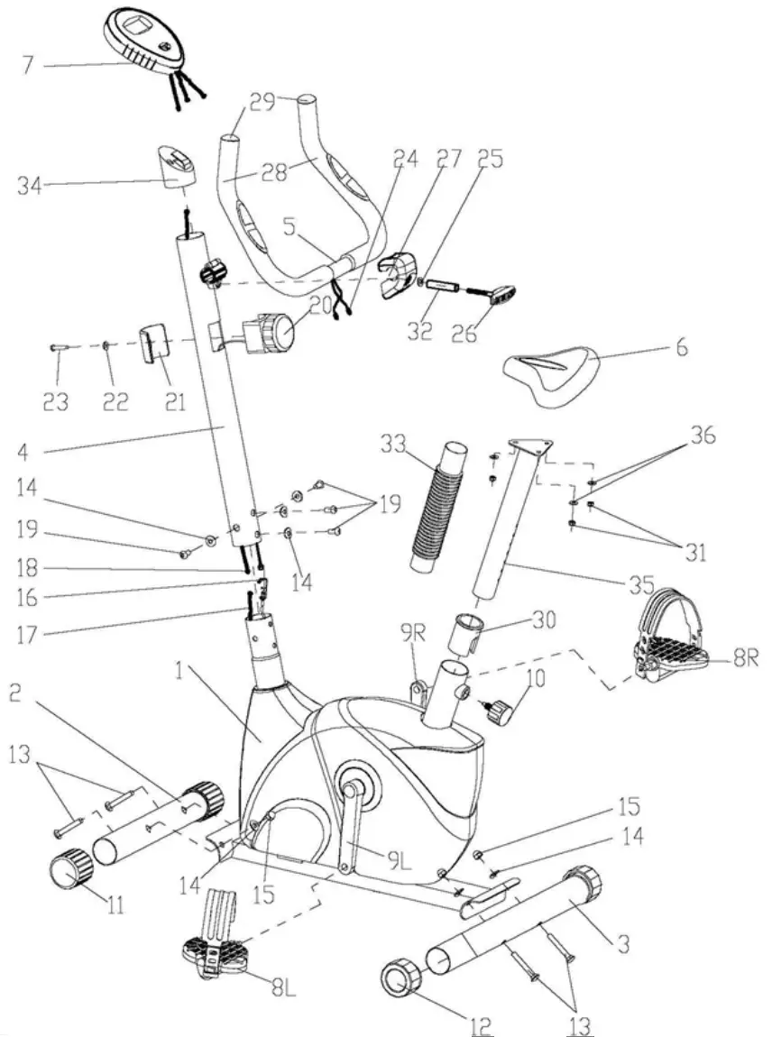 JLL JF100 Upright Exercise Bike - fig1