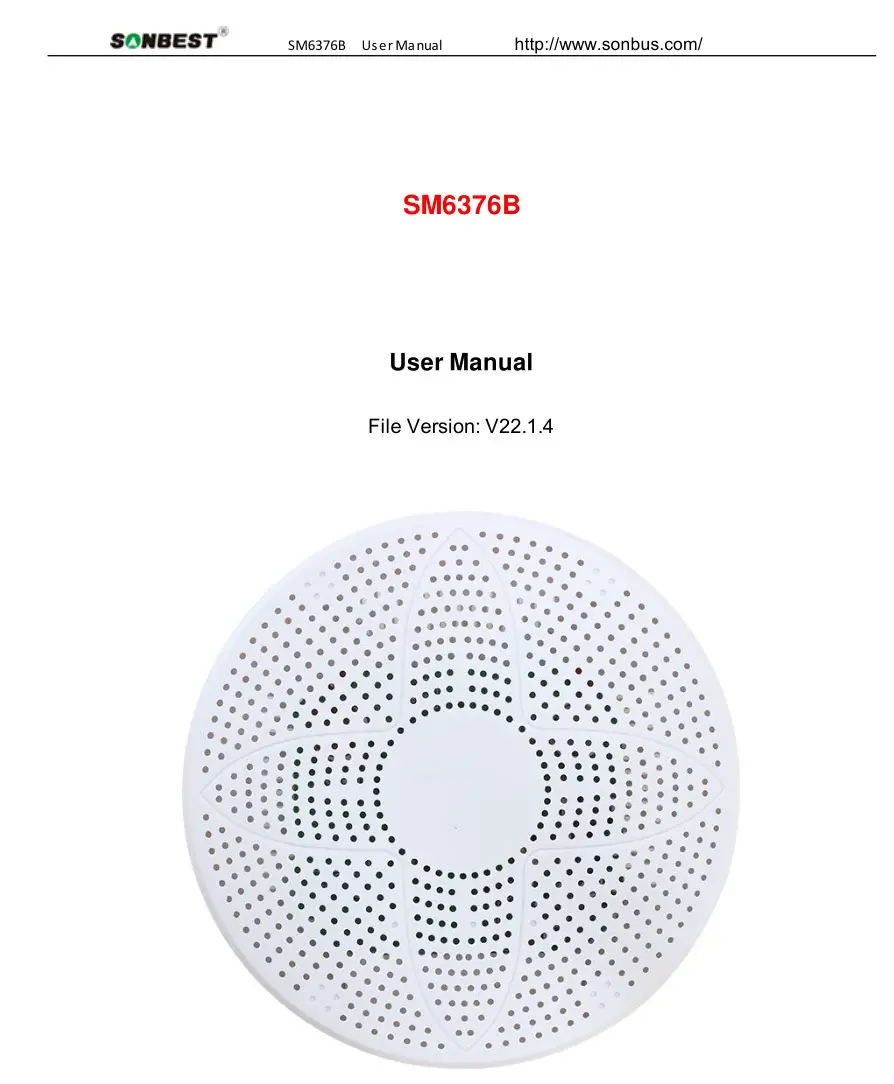 SONBEST SM6376B RS485 Output Ceiling Type Multi-Parameter Sensor User Manual