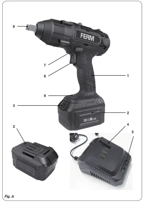 FERM CDM1127 18V Cordless wrench - Product Overview 1