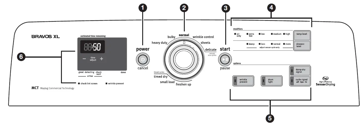 Maytag-Bravos-XL-MGDB700BW-ELECTRONIC-DRYER-FIG-4