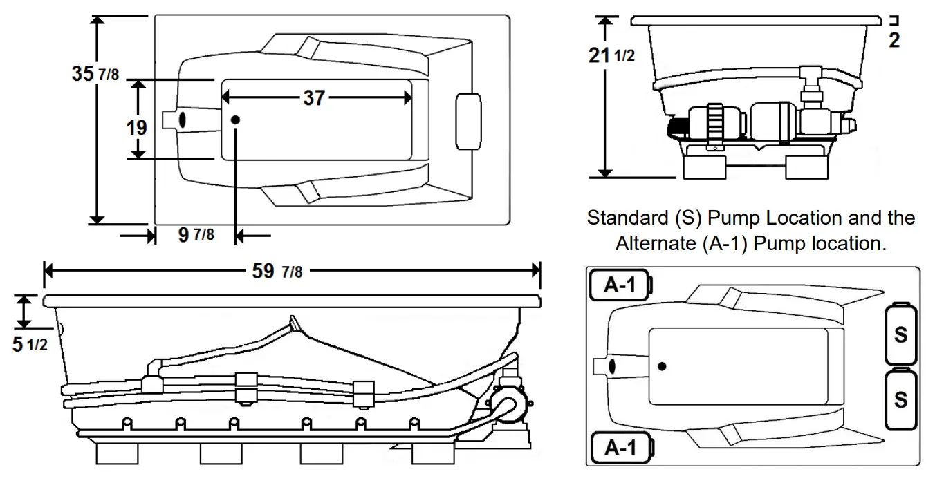 Laurel Mountain 3660MWA528 MERCER II 60 Inch x 36 Inch Drop-In Acrylic Combo Bath - fig 1