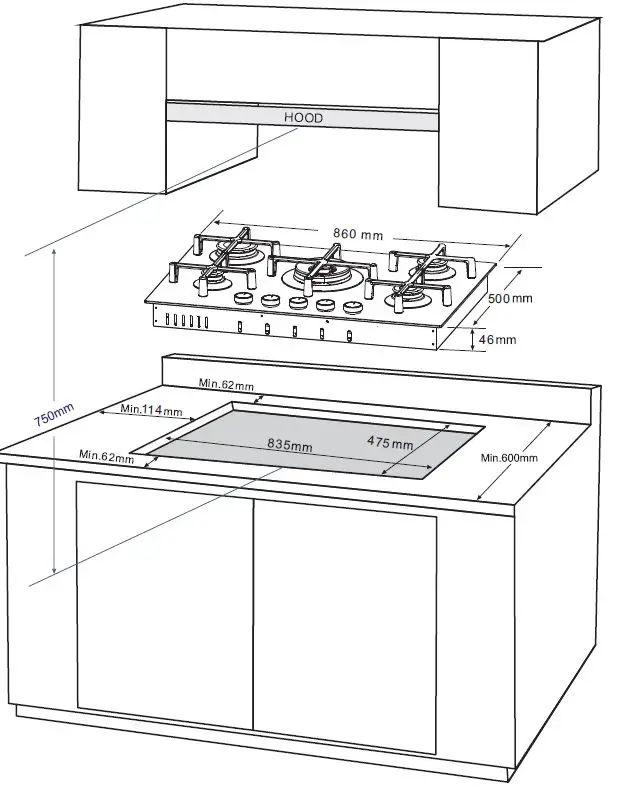 caple C7011G Low Profile Gas Hob-7