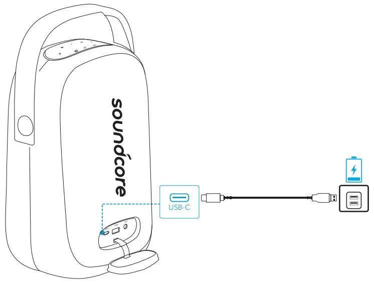 Soundcore B085C9ZGSG Trance Go Outdoor Bluetooth Speaker - charging