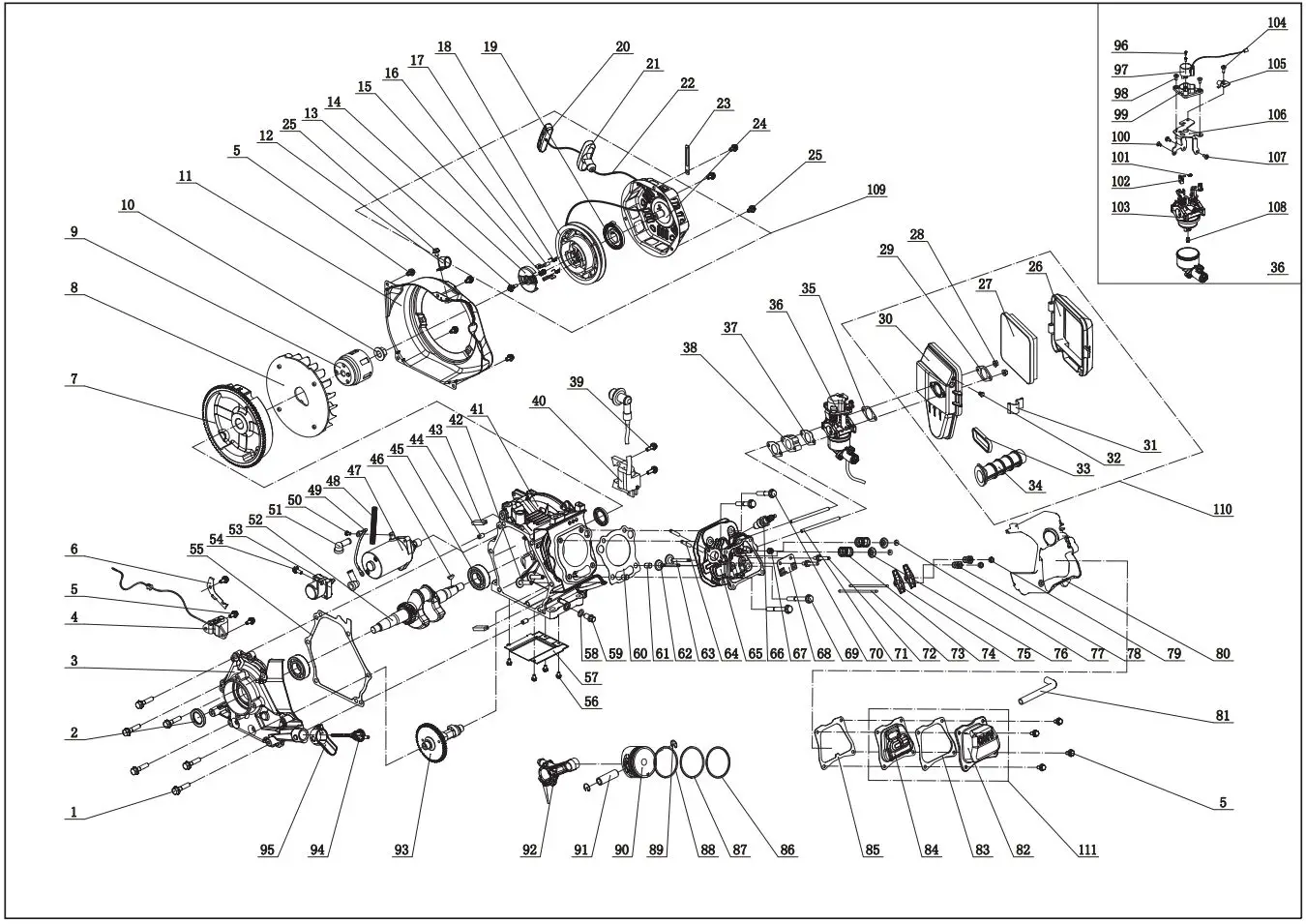 CHAMPION 73001I-DF 3500W LPG Dual Fuel Inverter Generator Instruction Manual - TECHNICAL DIAGRAMS