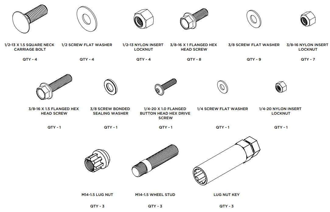 FVCO TR1104B Transit Rear Tire Carrier - HARDWARE