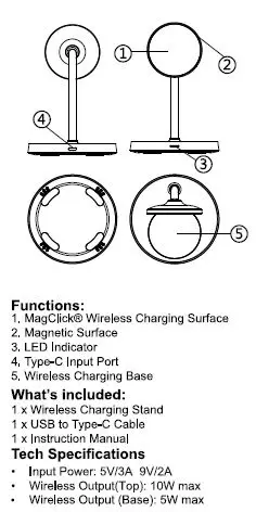 MagClick 7143-35 Dual Fast Wireless Charging Stand with Base fig1