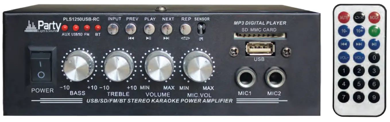 Party PLS1250USB RC Stereo Karaoke Amplifier-