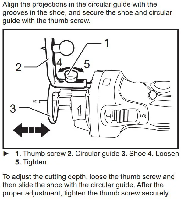 makita DCO140 Cordless Cut-Out Tool Instruction Manual - Installing circular guide