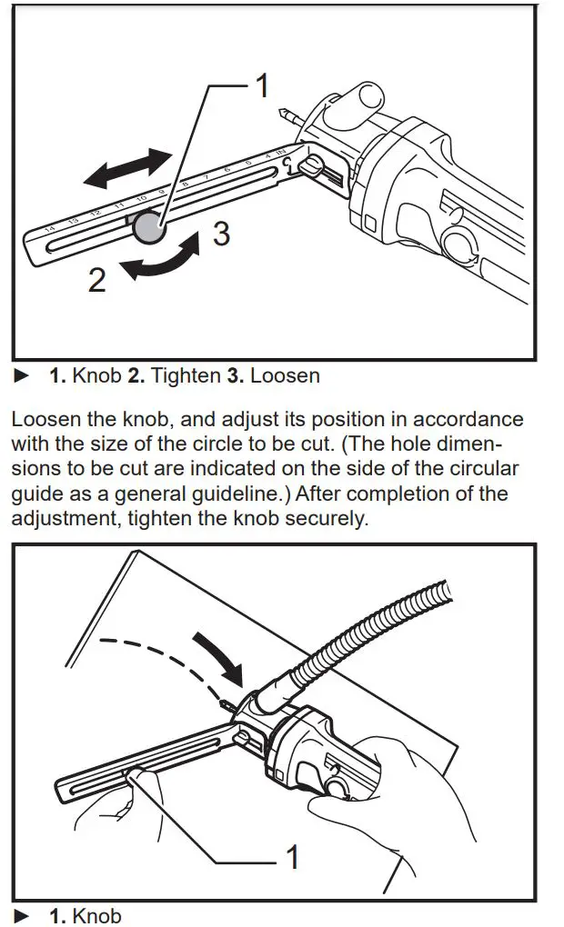 makita DCO140 Cordless Cut-Out Tool Instruction Manual - Using circular guide