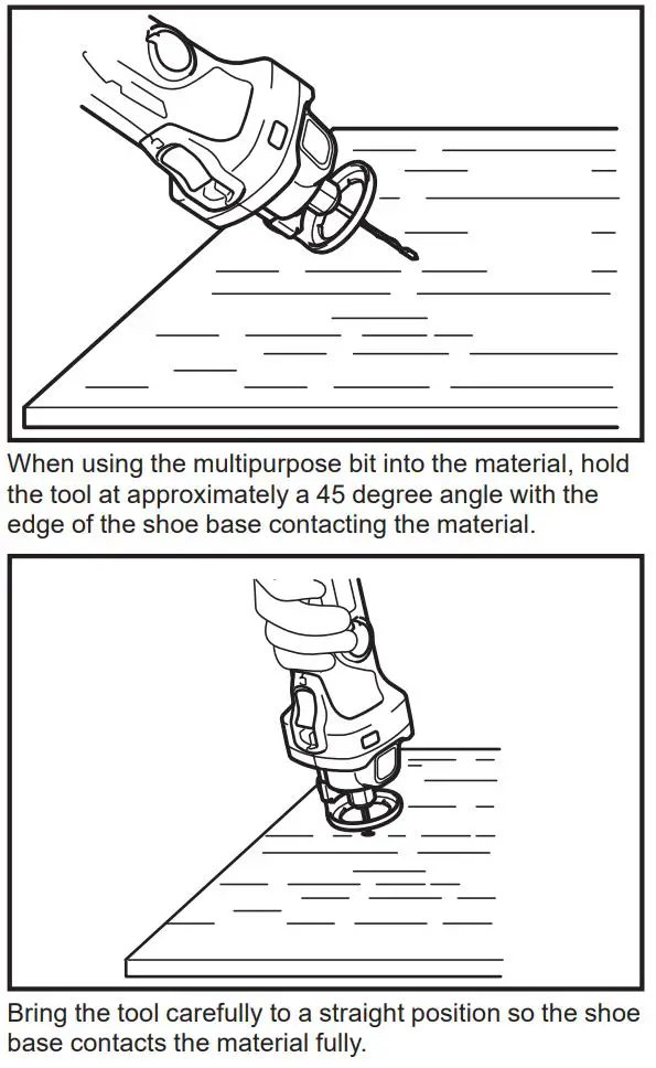makita DCO140 Cordless Cut-Out Tool Instruction Manual - Using multipurpose bit