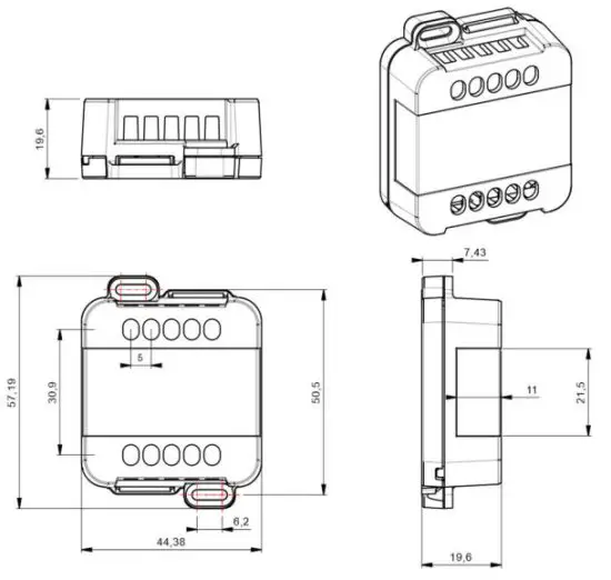 CASAMBI CBU 8PUSH Lighting System - MECHANICAL DIMENSION