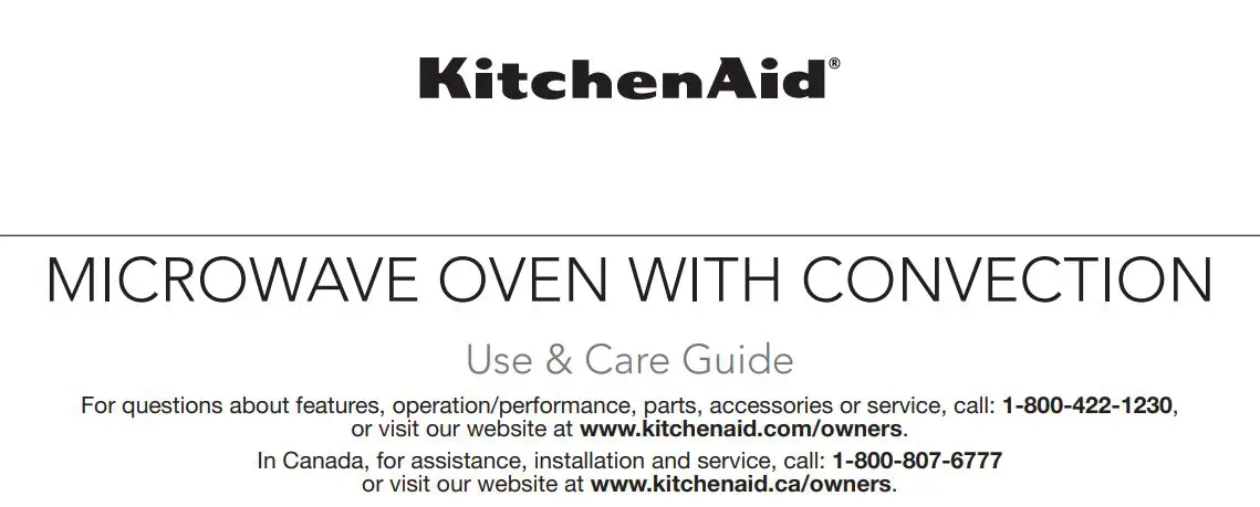 KitchenAid KMCC5015 Countertop Convection Microwave Oven User Guide