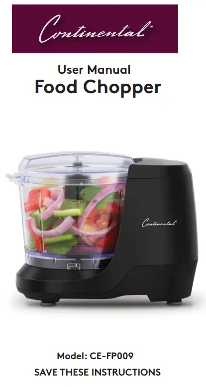 Continental CE-FP001 Food Chopper User Manual