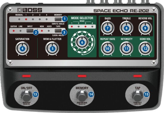 BOSS RE 202 Space Echo Delay Reverb - Panel Descriptions