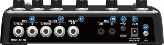 BOSS RE 202 Space Echo Delay Reverb - Rear Panel