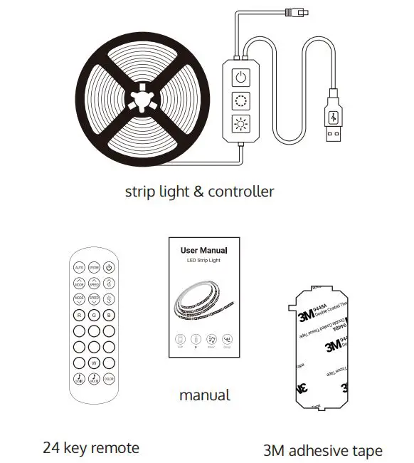 LIDEKA TV LED Strip 2 Meter Auto USB RGB User Manual - What's in the package