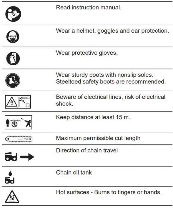 makita UA003G Cordless Pole Saw Instruction Manual - Symbols