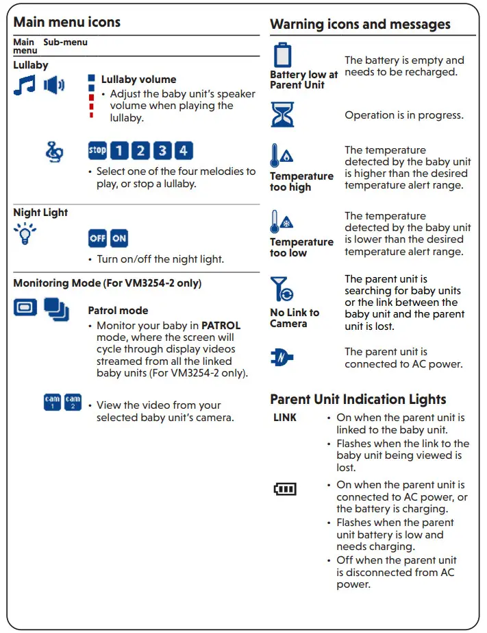 vtech VM3254 2 Video Baby Monitor - figure 12