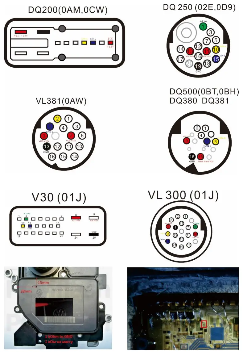 GODIAG GT107 Gearbox Data Adapter ECU IMMO Kit - connection definition
