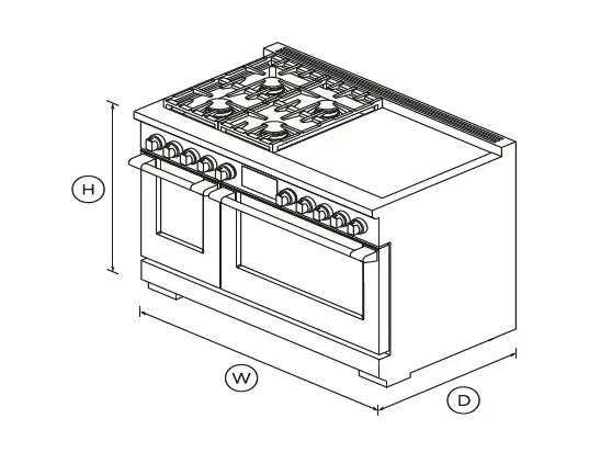 FISHER PAYKEL RHV3-484-L 48 Inch 4 Burners Dual Fuel Range fig 1