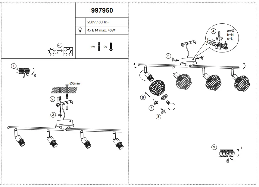 LeuchtenDirekt 15924 79-01 EUGEN Ceiling Spotlight - EUGEN