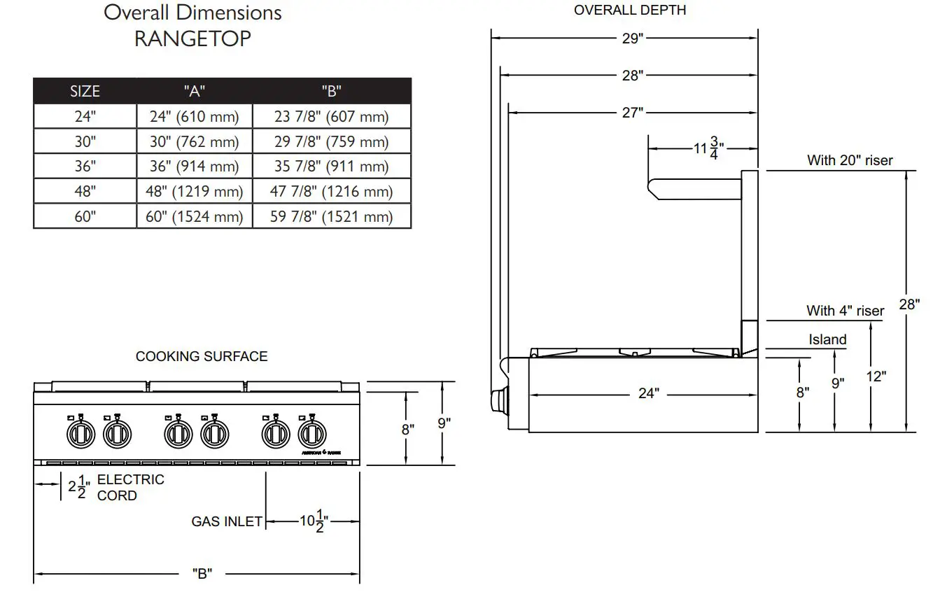 AMERICAN RANGE AROBSCT430L 30 Inch Slide-In Gas Rangetop Instruction Manual - INSTALLATION