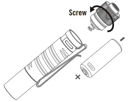 OLIGHT I5R EOS Lumens Rechargeable Tail Switch LED Flashlight - BATTERY INSTALLATION