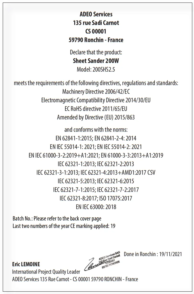 DEXTER 200SHS2.5 Corded Orbital Sander - fig22