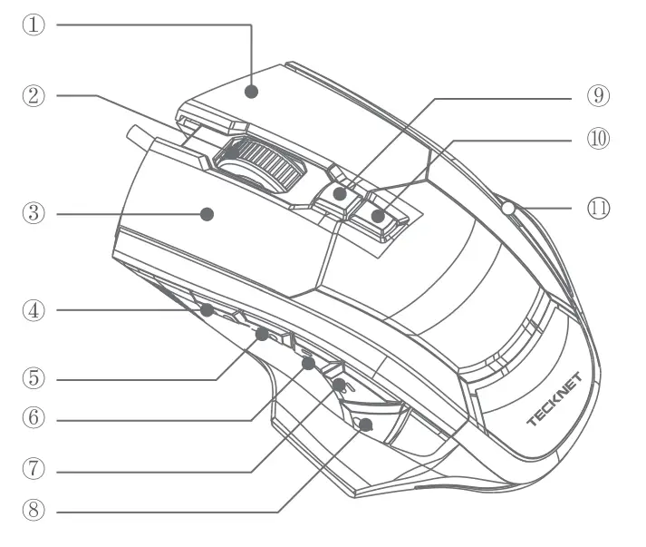 TECKNET M009 High Performance Wired Gaming Mouse - FIG1