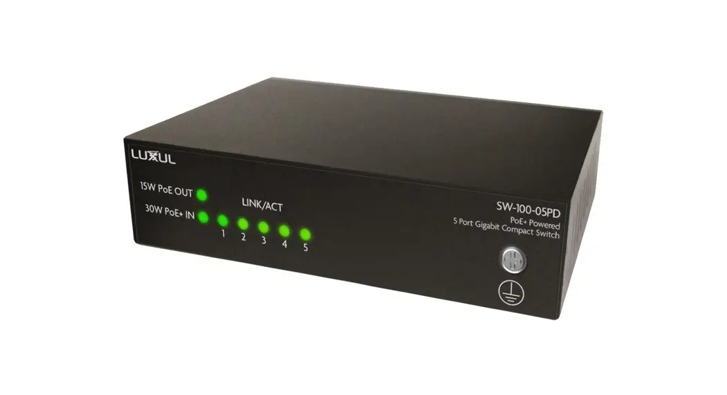 Luxul Sw-100-05pd Poe+ Powered 5 Port Gigabit Compact Switch Installation Guide