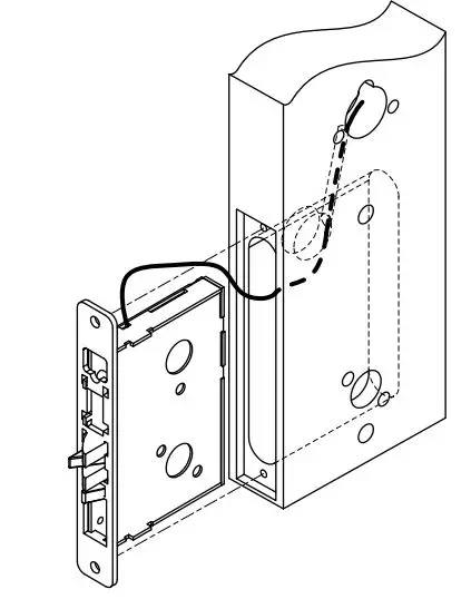 SDC E76 Series Standalone Electronic Lockset Installation Guide - Pass the wires from the lockcase through the raceway hole