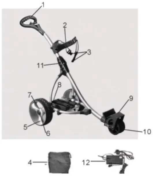 Oypla 3045 Electric Powered Golf Trolley - Parts List