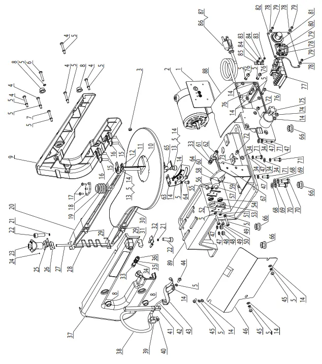 CENTRAL MACHINER 16 Inch Vriable Speed Scroll Saw - Assembly Diagram