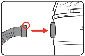 OZito VWD 1235PTO Wet and Dry Vacuum with Power Take Off 1250W 20L - Attaching The Hose 2