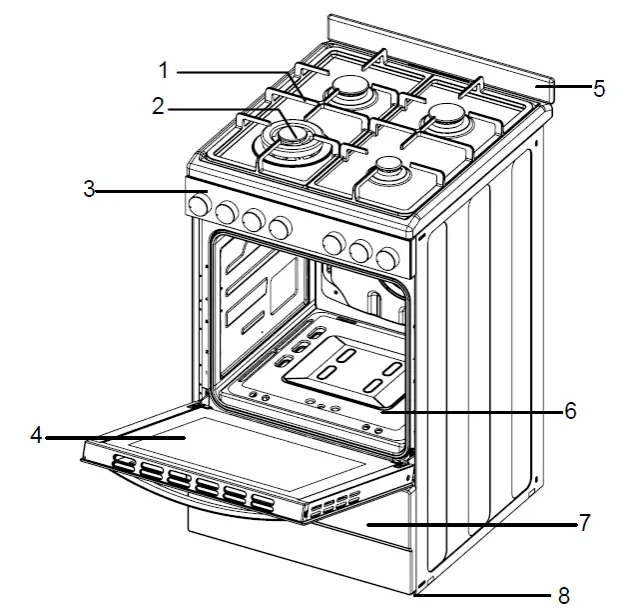 Euromaid EFS54FC SGB 54cm Freestanding Gas Cooker - COOKER