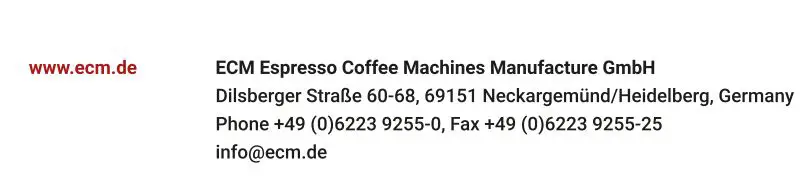 ECM 81084 Classika PID Coffee Machine User Manual - Contact us