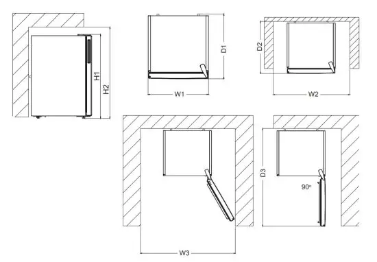ventura GN130FW Fridge - Dimensions