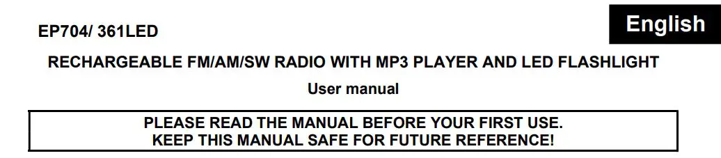 HAONING EP704 Rechargeable Radio User Manual