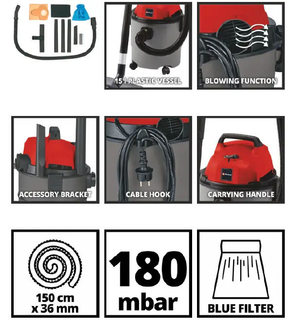 Einhell TC-VC 1815 Dry Vacuum Cleaner-1