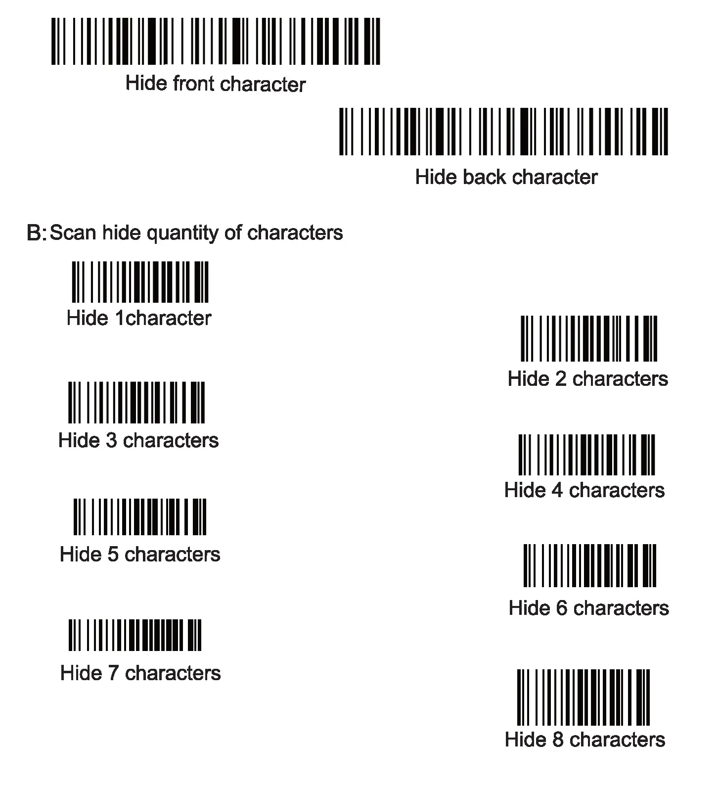 Hide front and back characters