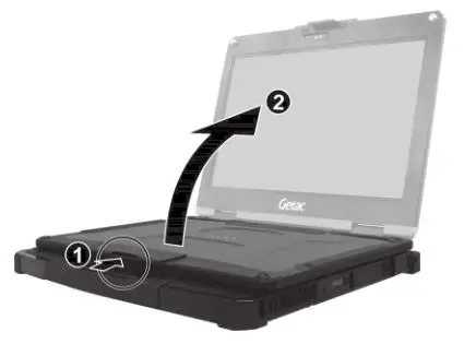 B360 Notebook Computer - Open the top cover by pushing the cover latch