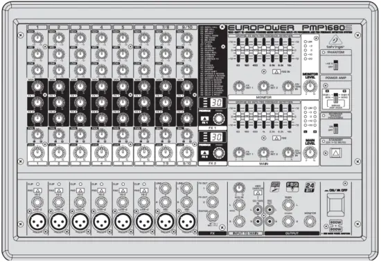 behringer EUROPOWER PMP1680S 1600 Watt 10 Channel Powered Mixer
