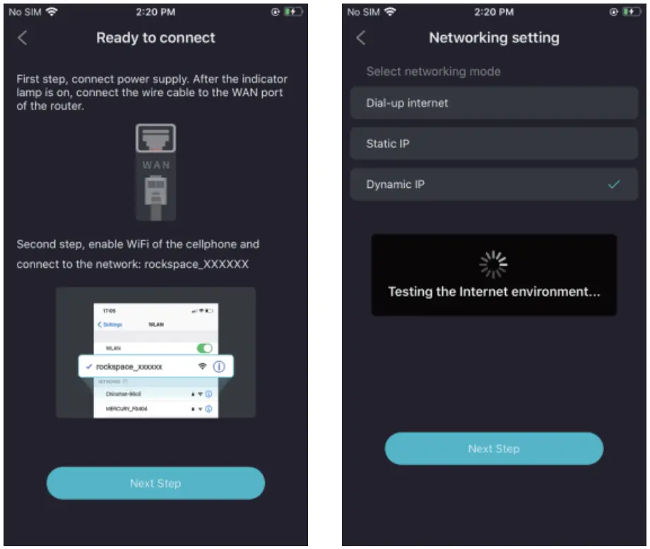 rockspace RSD0619 Dual Band Wi Fi 6 Router - App detects connection