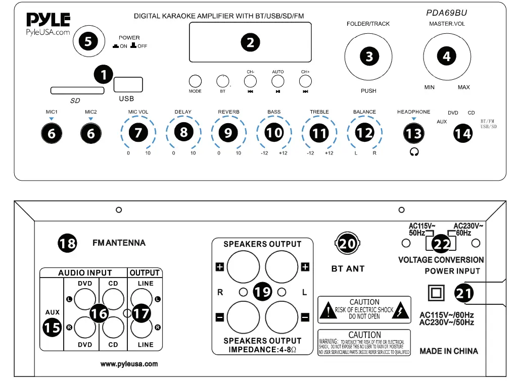 PYLE PDA69BU Stereo Amplifier Audio Receiver Sound System-3