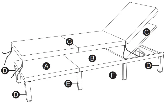 COSTWAY HW68668 Adjustable Wicker Chaise Lounge - fig