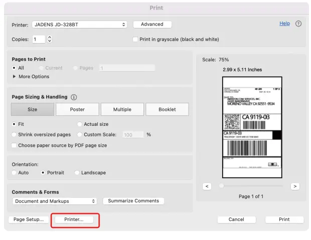 JADENS JD328BT x5 Bluetooth Shipping Label Printer - Figure 28