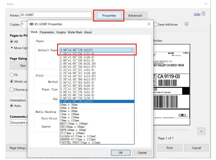 JADENS JD328BT x5 Bluetooth Shipping Label Printer - Figure 33