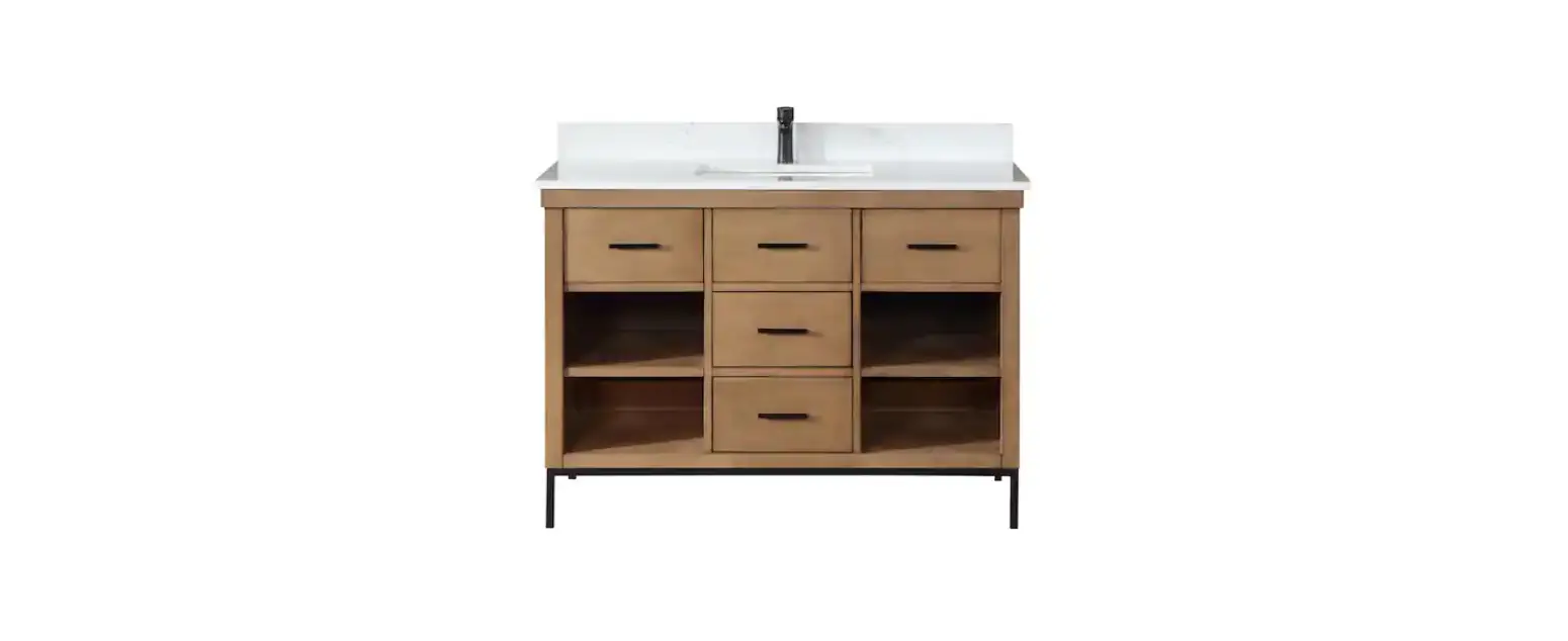 The Home Depot 545048 Kesia 48 Inch W X 22 Inch D X 34 Inch H Bath Vanity In Brown Pine With Carrara Instruction Manual The Home Depot 545048 Kesia 48 Inch W X 22 Inch D X 34 Inch H Bath Vanity In Brown Pine With Carrara Instruction Manual