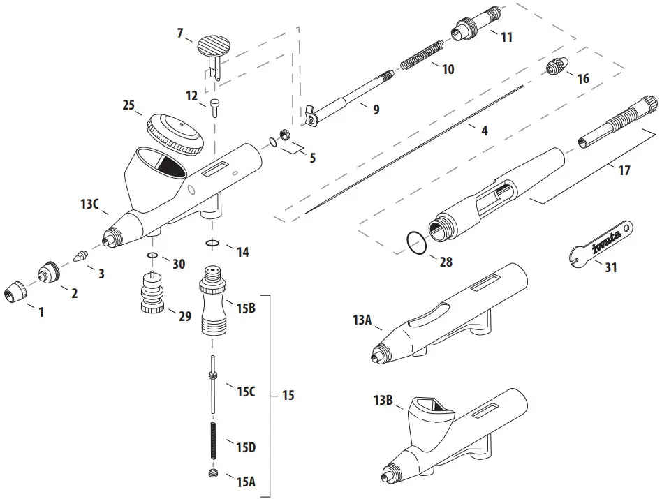 iwata HP CH Hi Line Airbrush Series - Figure 1