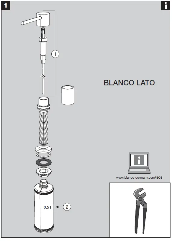 BLANCO Lato Washing-Up Liquid Dispenser Matt Black FIG (1)